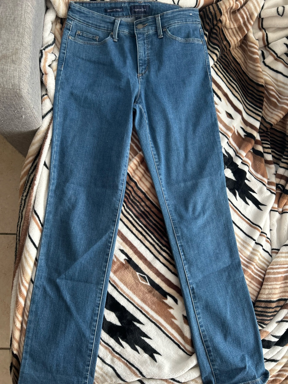 Charter Club Lexington Straight Leg Jeans - Size 4P (Petite) Medium Wash Blue